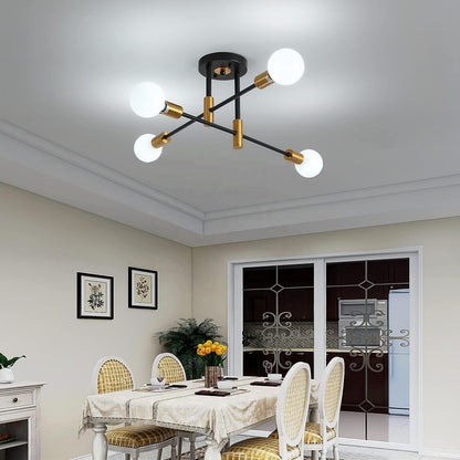 Lustre moderniste Gentile, 4x E27, noir et or, design moderne