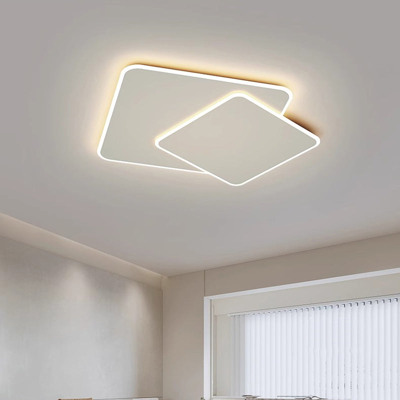 Lustre LED avec télécommande FUTURA LUMINA 66W, 2 Carrés, Lumière Froide/Chaude/Neutre, Dimmable, Blanc