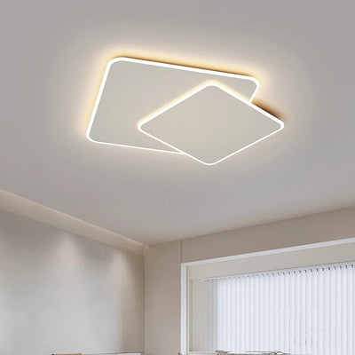 Lustre LED avec télécommande FUTURA LUMINA 66W, 2 Carrés, Lumière Froide/Chaude/Neutre, Dimmable, Blanc