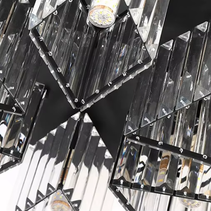 Lustre classique moderne Sasha, LC117/3BK, 3x E27, métal et cristal, noir, abat-jour