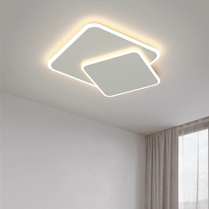 Lustre LED avec télécommande FUTURA LUMINA 66W, 2 Carrés, Lumière Froide/Chaude/Neutre, Dimmable, Blanc
