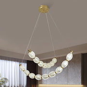 Lustre LED suspendu avec télécommande FAUSTO, 48W, Lumière Froid/Chaud/Neutre, Gradable, Réglable en Hauteur, Doré