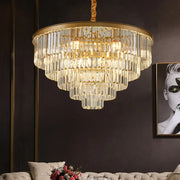 Lustre en cristal CHAMBORD Eleganza 8xE14, diamètre 48cm, or mat, hauteur réglable