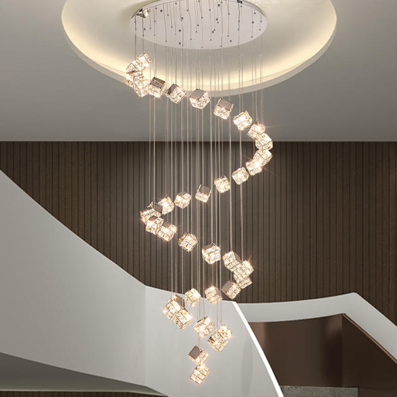 Lustre LED moderne CM526/18, 51 W, diamètre 58,5 cm, hauteur réglable, chromé