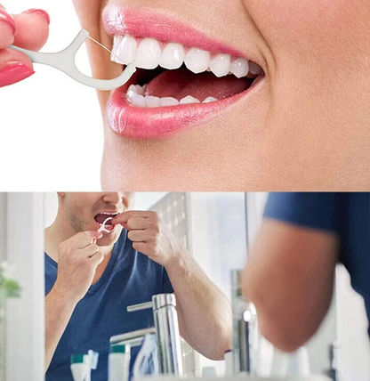 Lot de 100 cure-dents avec fil dentaire