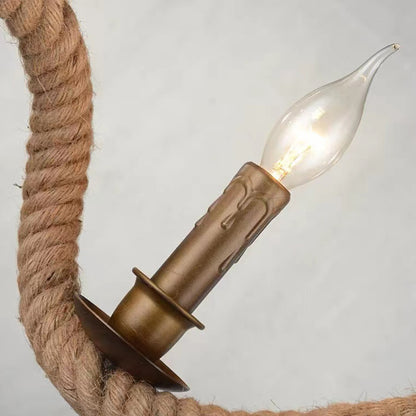 Rope Chandelier, 3*E27, Brown, Metal and String LV572/3BK