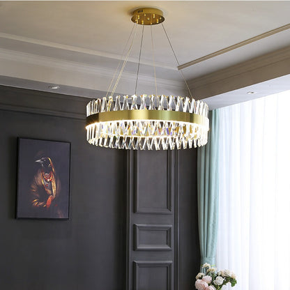CASERTA Lustre LED avec Télécommande, 68W, Intensité Variable, 3000K/4000K/6000K, Diamètre 60cm, Or
