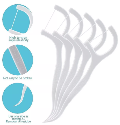 Lot de 100 cure-dents avec fil dentaire