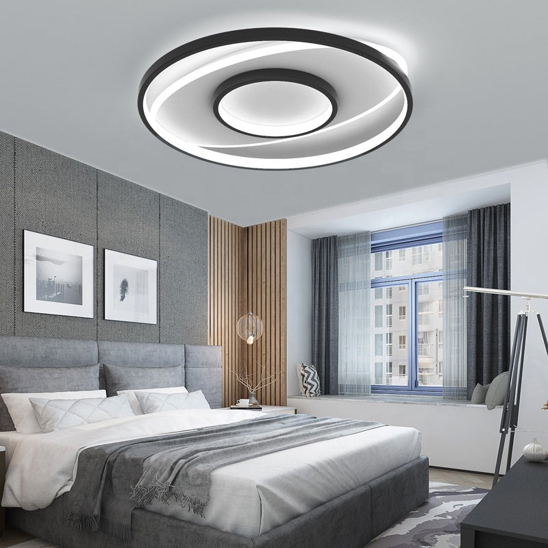 Lustre LED avec télécommande FIGURATO, 120W, 3 Cercles, Lumière Froide/Chaude/Neutre, Dimmable, Noir
