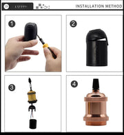 Lustre antique, 1xE27, 100cm, Métal, Bronze