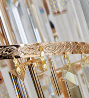 Lustre en cristal CC800/700X2100GD, 33xE14, diamètre 70 cm, hauteur 210 cm, or brillant, hauteur réglable, design élégant