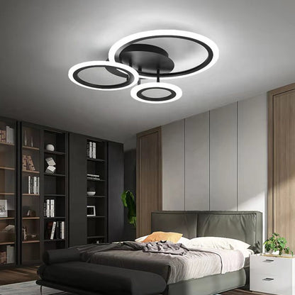 Lustre LED avec télécommande BETTY 41W, 3 Cercles, Lumière Froide/Chaude/Neutre, Dimmable, Noir