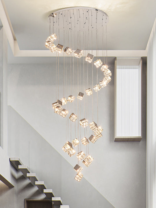 Lustre LED moderne CM526/18, 51 W, diamètre 58,5 cm, hauteur réglable, chromé