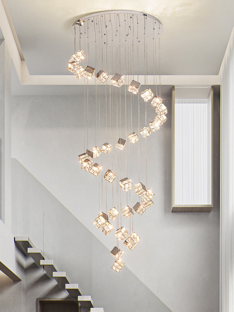 Lustre LED moderne CM526/18, 51 W, diamètre 58,5 cm, hauteur réglable, chromé