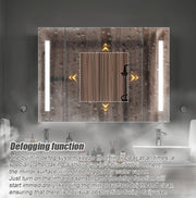 Miroir LED avec meuble AXEN 100x70 cm bande verticale blanche et capteur tactile