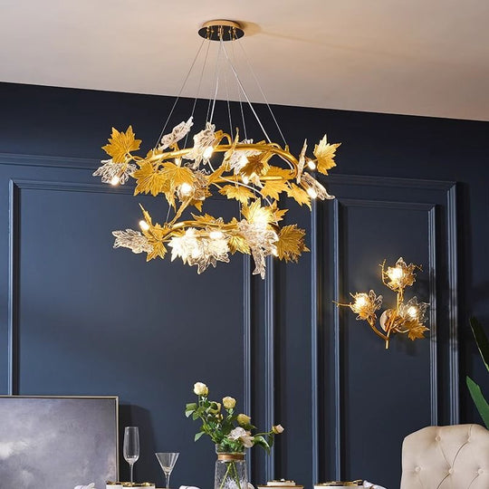 Lustre moderne, LEAFORA Regalis, 2 cercles, 12xE14, diamètre 80 cm, doré, hauteur réglable, lustres modernes en métal et cristal Default Title Alessandro Design