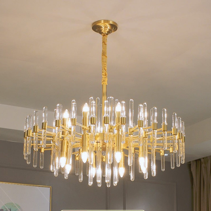 Lustre en cristal CC850/620GD, 10xE14, 62X45cm, hauteur réglable, or brillant, design élégant, métal et cristaux