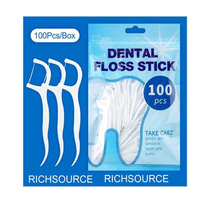 Lot de 100 cure-dents avec fil dentaire