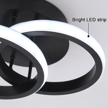 Lustre LED VERTEX CIRCULA 21W, 2 Cercles, Structure en Métal, Lumière Froide/Chaude/Neutre 3000K/4000K/6000K, Noir, Métal