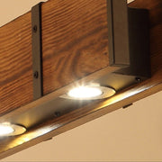 Lustre LED Vintage LV565/4, 12W, 3000K, Grange Rustique, Bois et Métal, 100cm, Jaune