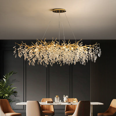 WALTZ Rhapsody Lustre en cristal, 9x G9, doré, 80 cm, hauteur réglable