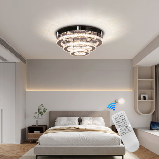 Lustre LED en cristal LLC151/500CH, 64W, 3 éléments, lumière froide/chaude/neutre, variable, chrome brillant
