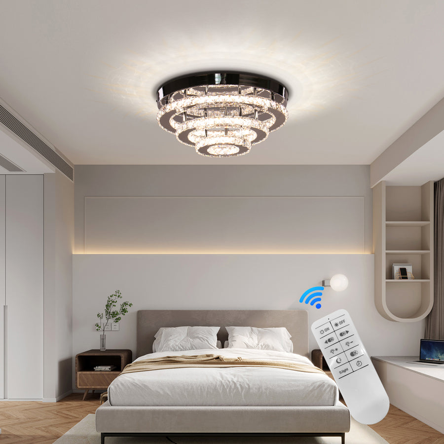 Lustre LED en cristal LLC151/500CH, 64W, 3 éléments, lumière froide/chaude/neutre, variable, chrome brillant