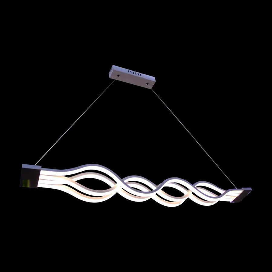 Lustre LED suspendu avec télécommande WAVE 89W, Linéaire, Lumière Froide/Chaude/Neutre, Dimmable, Blanc, Hauteur Réglable