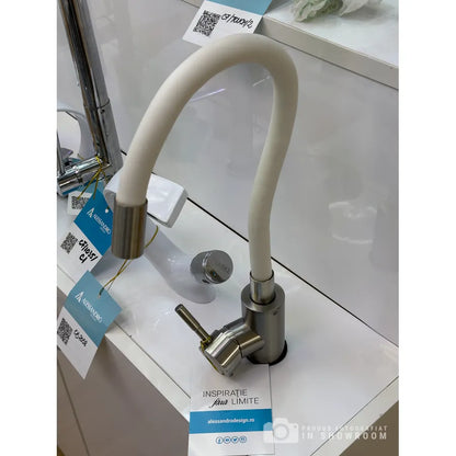 Robinet avec tuyau flexible, acier inoxydable SUS304, satiné et blanc, CF025WH