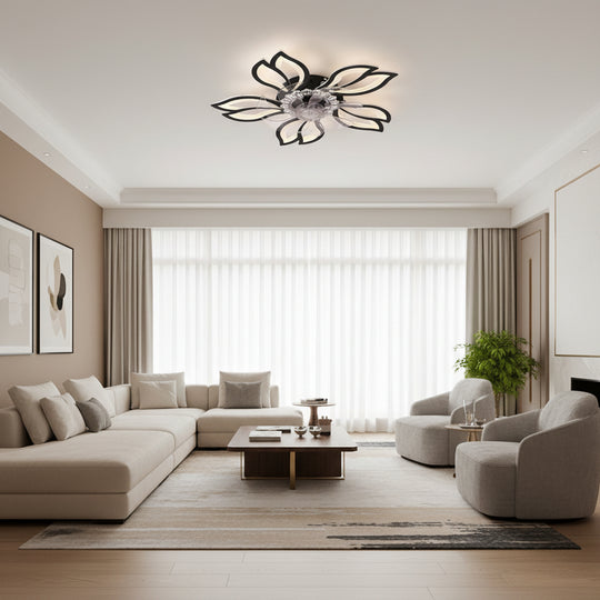ANEMO Lustre LED Ventilateur avec Télécommande, 30W, D61cm, Lumière Froid/Neutre/Chaude, Noir