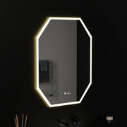 Miroir LED polygone, 60X80cm, capteur Hexaluce MotionGlow Marcello, système anti-buée, horloge et thermomètre, dimmable