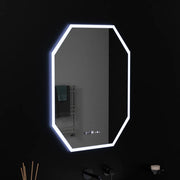 Miroir LED polygone, 60X80cm, capteur Hexaluce MotionGlow Marcello, système anti-buée, horloge et thermomètre, dimmable