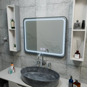 Miroir LED rectangulaire 90x75cm, système anti-buée tactile EDGE, cadre noir