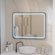 Miroir LED rectangulaire 80x60cm - Système anti-buée EDGE Touch, Cadre Noir