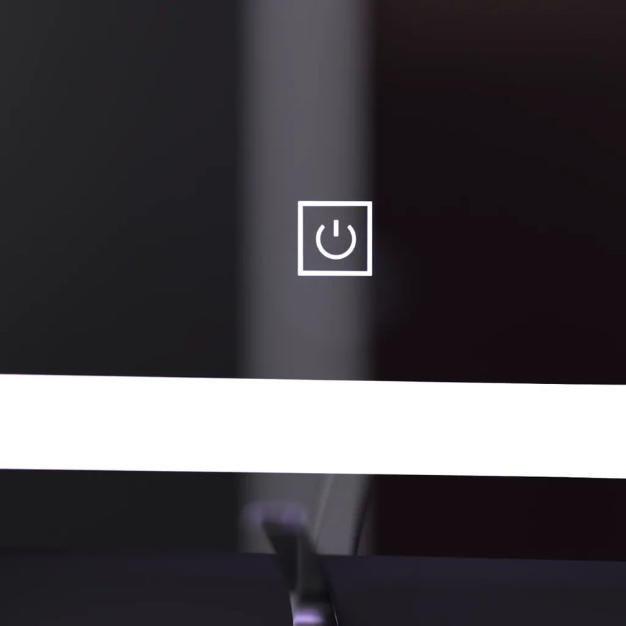 Miroir LED rond, 90 cm, cadre noir horizontal, Basic Touch