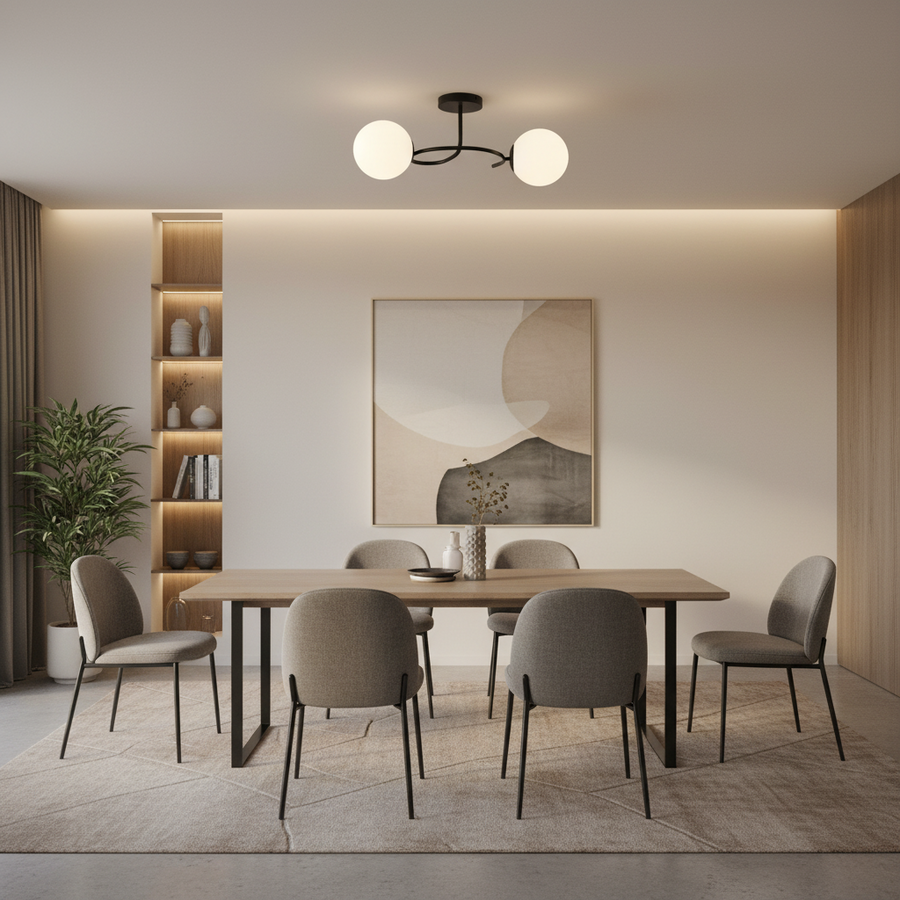 Lustre LED et cristal ORBIT, 55cm, 2xE27, Globes, Noir