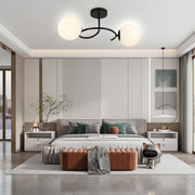 Lustre LED et cristal ORBIT, 55cm, 2xE27, Globes, Noir