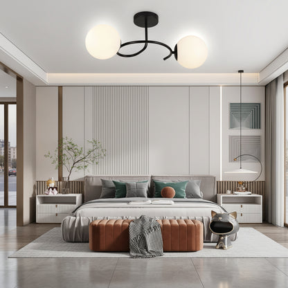 Lustre LED et cristal ORBIT, 55cm, 2xE27, Globes, Noir