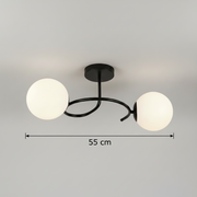 Lustre LED et cristal ORBIT, 55cm, 2xE27, Globes, Noir
