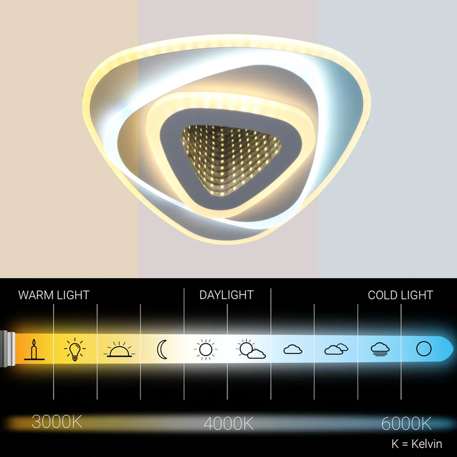 Lustre LED NEXA Triangle 3D 36W, Blanc, Lumière Froid/Chaude/Neutre