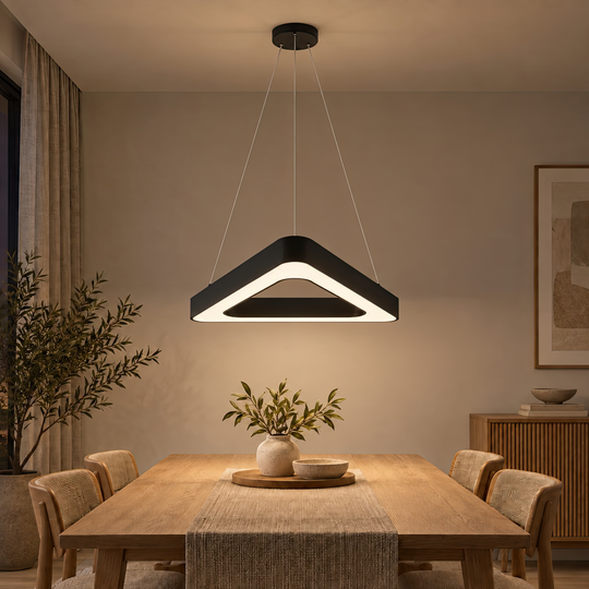 Lustre LED suspendu ANGLE, 60cm, 25W, Hauteur réglable, Lumière froide, Noir, Métal et Acrylique