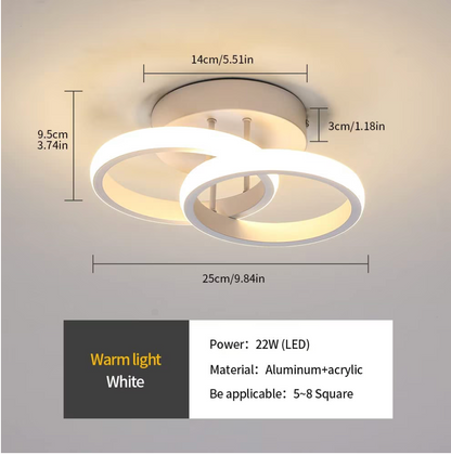 Lustre LED VERTEX CIRCULA 21W, 2 Cercles, Structure en Métal, Lumière Froide/Chaude/Neutre, Blanc