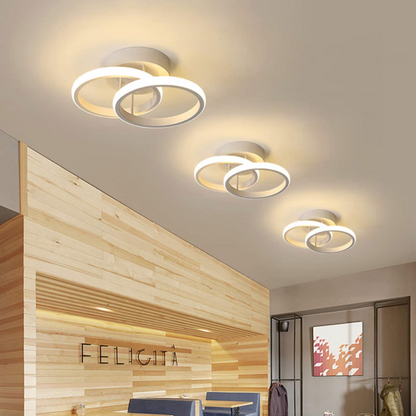 Lustre LED VERTEX CIRCULA 21W, 2 Cercles, Structure en Métal, Lumière Froide/Chaude/Neutre, Blanc