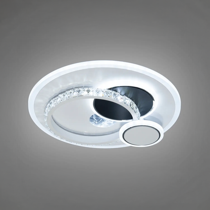 Lustre LED avec cristal HELIOX, 43W, 4 Cercles, Lumière Froid/Chaud/Neutre, Blanc