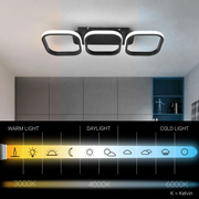 Lustre LED VERTEX 34W, 3 carrés, Linéaire, Lumière Froid/Chaud/Neutre, Noir