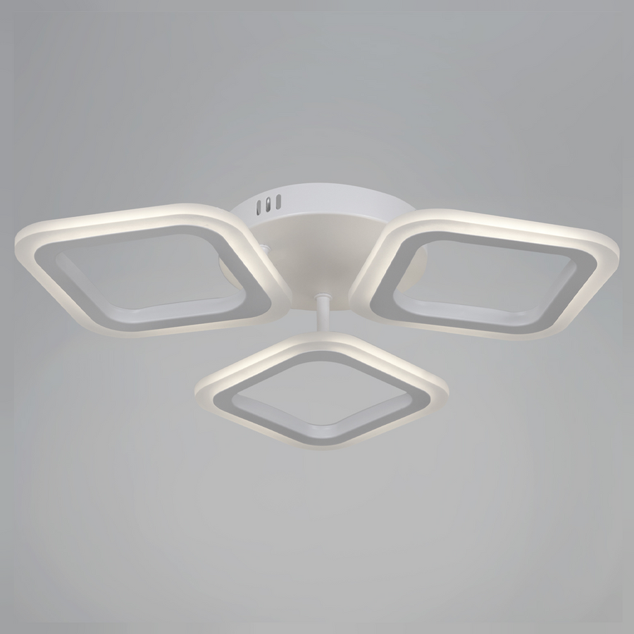 Lustre LED ERIKA 20W, 3 carrés, lumière neutre 4000k, blanc, métal et acrylique