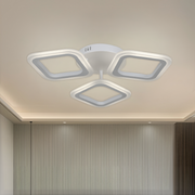 Lustre LED ERIKA 20W, 3 carrés, lumière neutre 4000k, blanc, métal et acrylique