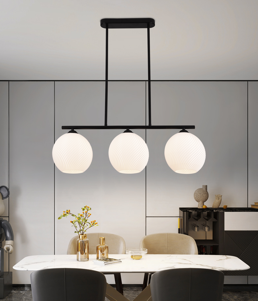 Lustre suspendu LM520/3BK, 3XE27, 59*20*25, Noir, Blanc, Fer, Plexiglas