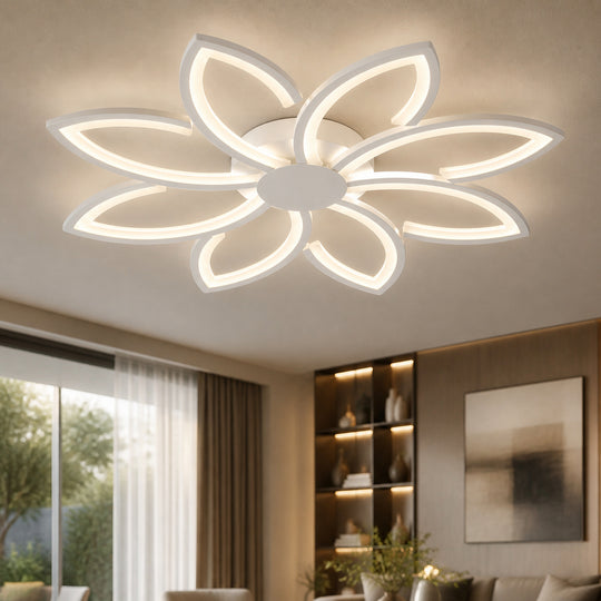 Lustre LED avec télécommande BLUM, 108W, Lumière Froide/Chaude/Neutre, Dimmable, Blanc, Métal et Acrylique