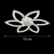 Lustre LED avec télécommande et cristal FLORA 82W, 6 pétales, Lumière Froide/Chaude/Neutre, Dimmable, Blanc